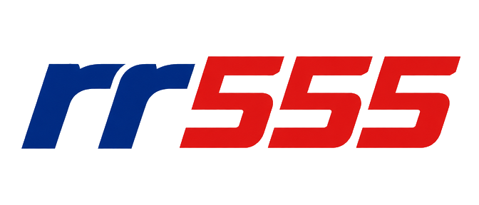 rr555 homepage logo in red esports style
